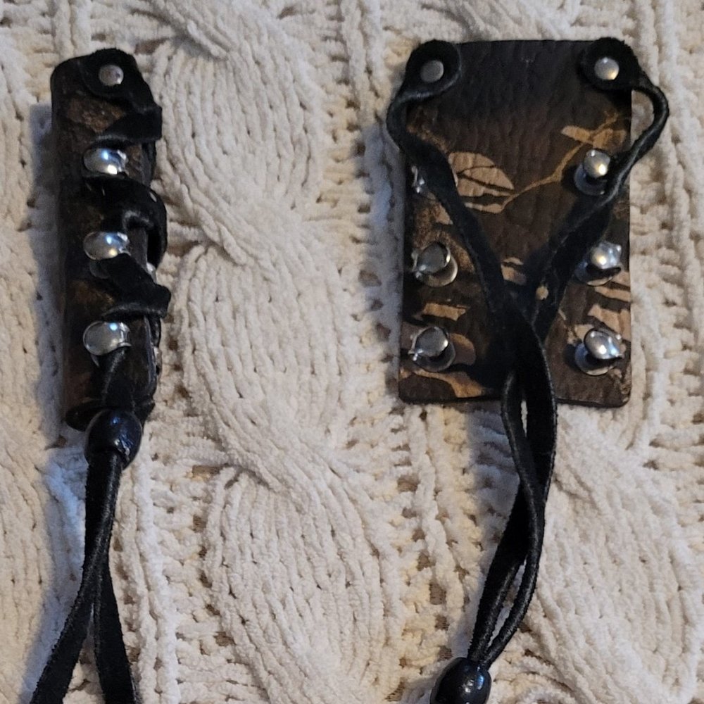 Set of 2 Leather Hair Wraps / Braid Covers / Ponytail Holders